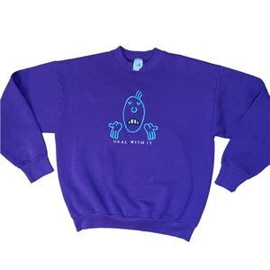Vintage Humor Funny Women’s Purple “Deal With It” Sweatshirt Size Large USA‎